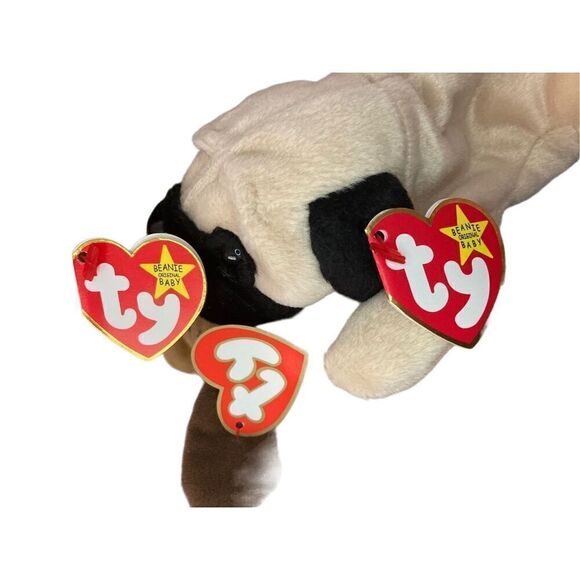 Lot of 3 Tuffy Pugsly Bones Dog Ty Beanie Baby Plush Collectible Tag Error Missp - Picture 4 of 11